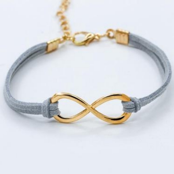 Set of Golden Infinity Charm on Leather Cord - Picture 2 of 2